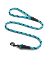 Mendota Pet Snap Leash - British-Style Braided Dog Lead, Made in The USA - Black Ice Turquoise, 12 in x 6 ft - for Large Breeds