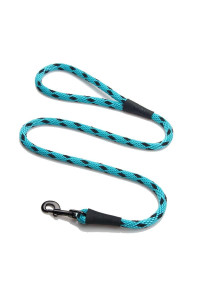 Mendota Pet Snap Leash - British-Style Braided Dog Lead, Made in The USA - Black Ice Turquoise, 12 in x 6 ft - for Large Breeds