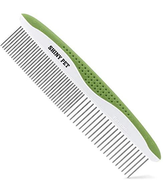 Dog Comb for Removes Tangles and Knots - Undercoat Rake for Dogs & Cats - Grooming Tool with Stainless Steel Teeth and Ergonomic Grip Handle - Pet Hair Comb for Home Grooming Kit - Ebook Guide