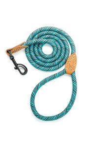 Mile High Life Mountain climbing Dog Rope Leash with Heavy Duty Metal Sturdy clasp genuine Leather Tailored connection with Strong Stitches (Turquoise green, 72 Inch (Pack of 1))