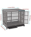 SMONTER 42" Heavy Duty Dog Crate Strong Metal Pet Kennel Playpen with Two Prevent Escape Lock, Large Dogs Cage with Wheels, Dark Silver 
