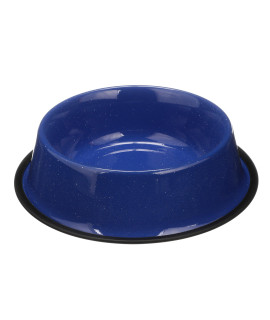 Neater Pet Brands - Outdoor camping Style Pet Bowl - Enamel Ware Blue Black granite colors - Dog cat No Tip Skid Bowls (64 oz, Blue)