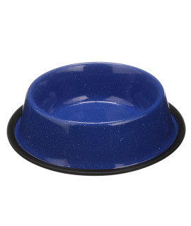 Neater Pet Brands - Outdoor camping Style Pet Bowl - Enamel Ware Blue Black granite colors - Dog cat No Tip Skid Bowls (32 oz, Blue)