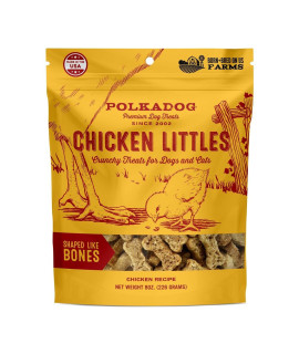 Polkadog chicken Littles Bone Shaped Dog Treats, cat Snacks - All-Natural Pet Treats for Kittens, Puppies - Bite-Sized, crunchy Snack for Dogs, cats - 3 Ingredients - 8 oz
