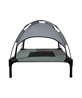 Midlee grey Dog cot with canopy Elevated Pet Bed (24 x 30)