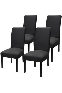 YISUN Stretch Dining chair covers Removable Washable Short Dining chair Protect cover for Hotel,Dining Room,ceremony,Banquet Wedding Party (Deep Black, 4 PcS)