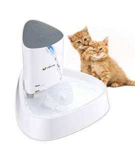 Isyoung Cat Fountain Led Pet Water Fountain Ultra Quiet Automatic Pet Water Dispenser With Adjustable Water Flow And Activated Carbon Filter For Dogs, Cats, Birds And Small Animals (White)