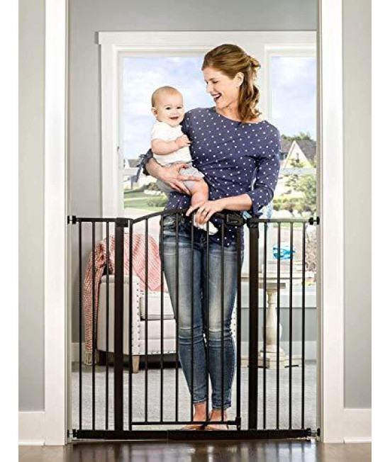 Regalo Easy Step Extra Tall Arched Dcor Walk Thru Baby Gate, Includes 4-Inch Extension Kit, 4 Pack Pressure Mount Kit and 4 Pack Wall Mount Kit, Bronze