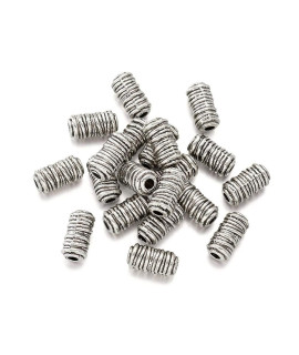 Craftdady 20Pcs Antique Silver Column Spacer Beads 11X6Mm Tibetan Metal Tube Loose Beads For Jewelry Making Hole: 25Mm