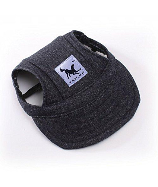 Leconpet Baseball Caps Hats With Neck Strap Adjustable Comfortable Ear Holes For Small Medium And Large Dogs In Outdoor Sun Protection (Xl, Black Jeans)