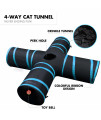 Purrfect Feline - 4 Way Cat Tunnel and Crinkle Cat Toy - Interactive Cat Toy with Cat Ball - Cat Supplies for Indoor Cats - Suitable for Ferrets, Rabbits or Small Dogs - Light Blue - XL