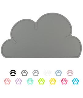 Designster Pet Food Mats-Dog Cat Feeding Mat Top Grade Cloud Silicone Pad Anti-Slip Waterproof Anti-Slip Bowl Placemat (Dark Gray)