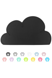 Designster Pet Food Mats-Dog Cat Feeding Mat Top Grade Cloud Silicone Pad Anti-Slip Waterproof Anti-Slip Bowl Placemat (Black)