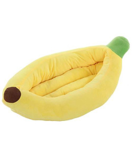 Silicute Dog Bed Cat Bed Pet Bed Comfortable and Washable in Banana Shape and Color w/Removable Cushion (Large, Medium, Small) (Medium)