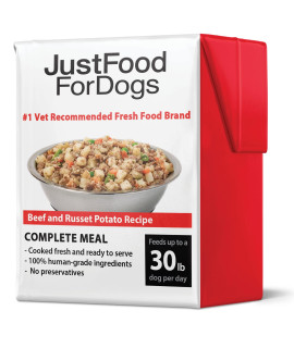 JustFoodForDogs Pantry Fresh Dog Food, Human grade Beef Russet Potato (6 Pack)