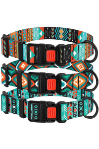 Collardirect Dog Collar For Small Medium Large Dogs Or Puppies, Cute Unique Design With A Quick Release Buckle, Tribal Ethnic Aztec Pattern, Adjustable Soft Nylon (Ethnic, Neck Fit 14-18)