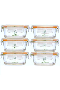Sage Spoonfuls glass Baby Food containers with Lids - 6 Pack, 4 oz Baby Food Jars, Durable Leakproof, Freezer Storage, Reusable Small glass Baby Food containers, Microwave Dishwasher Friendly