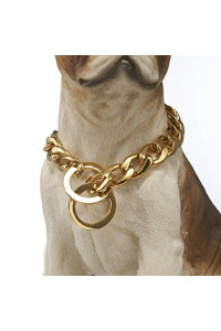 gZMZc 131519mm Strong gold Plated Stainless Steel NK Link chain Dog Pet collar choker Necklace 12-36inch(24inches15mm)