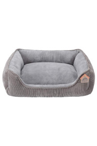 Hollypet Rectangle Plush Dog Cat Bed Self-Warming Pet Bed Pure Gray