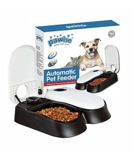 PAWISE Automatic cat Feeders 2 Meal Automatic Dog FeederDog cat Food Dispenser 1.5 cups Schedule Meal or Treat with 48-Hour Timer