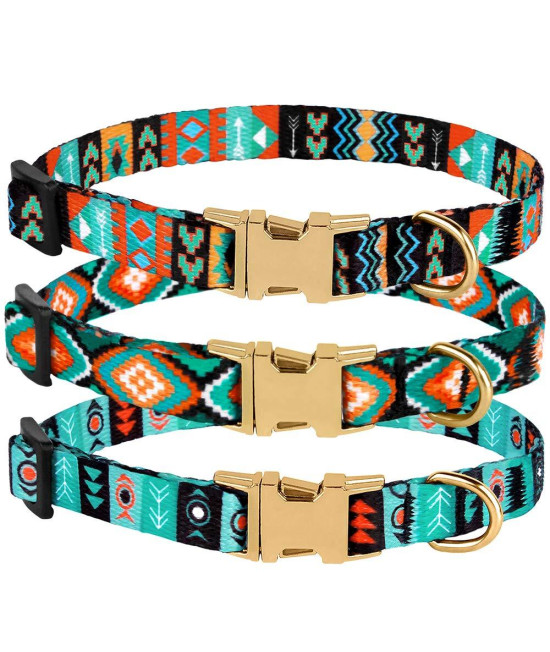 Collardirect Nylon Dog Collar With Metal Buckle Tribal Pattern Puppy Adjustable Collars For Small Dogs (Tribal, Neck Fit 7-11)