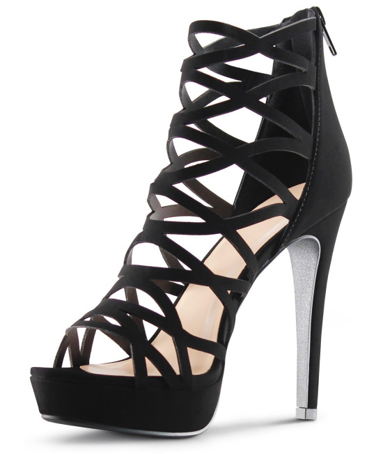 MARcOREPUBLIc Alexandra Womens Open Toe High Heels Platform Shoes Stiletto Dress Sandals - (Black) - 55