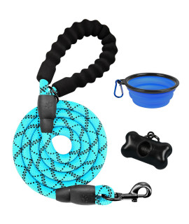 Barkbay Dog Leash For Large Dogs Rope Leash Heavy Duty Dog Leash With Comfortable Padded Handle And Highly Reflective Threads 5 Ft For Small Medium Large Dogs(Blue)