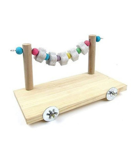 Litewoo Chinchilla Wooden Platform Perch with Teeth Chew Lava Stone Toys for Rat Hamster Squirrel Guinea Pig Chinchilla Bird Parrot