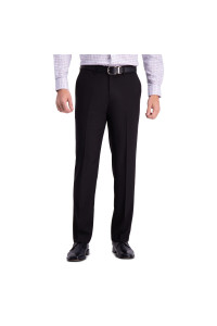 Haggar Mens Premium comfort Dress Straight Fit Flat Front Pant, Black, 36W x 32L