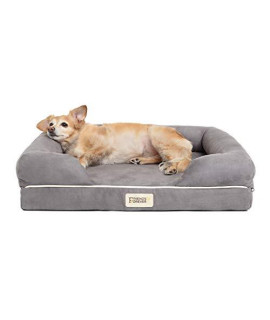 Friends Forever Grey Chester Pet Couch with Solid Memory Foam 25x20+5"
