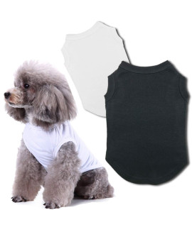Shirts for cat Kitten Puppy, chol&Vivi cat T-Shirt clothes Soft and Thin, 2pcs Blank Shirts clothes Fit for Extra Small Medium Large Extra Large Size cat Puppy, Extra Small Size, Black and White