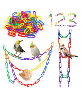 Jialeey 100 Piece Plastic C-Clips Hooks Chain Links Rainbow C-Links Childrens Learning Toys Small Pet Rat Parrot Bird Toy Cage