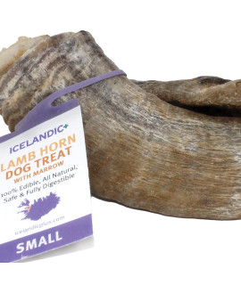 Icelandic Plus Small Lamb Horn with Marrow Dog chew