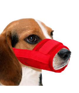 YAODHAOD Nylon Mesh Breathable Dog Mouth cover, Quick Fit Dog Muzzle with Adjustable Straps,Pet Mouth cover, to Prevent Biting and Screaming to Prevent Accidental Eating (XXL, red)