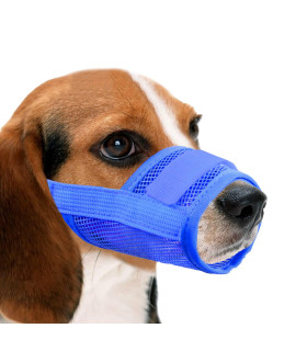 YAODHAOD Nylon Mesh Breathable Dog Mouth cover, Quick Fit Dog Muzzle with Adjustable Straps,Pet Mouth cover, to Prevent Biting and Screaming to Prevent Accidental Eating (M, Blue)