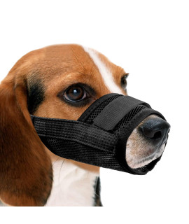 YAODHAOD Nylon Mesh Breathable Dog Mouth cover, Quick Fit Dog Muzzle with Adjustable Straps,Pet Mouth cover, to Prevent Biting and Screaming to Prevent Accidental Eating(L, Black)