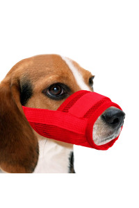 YAODHAOD Nylon Mesh Breathable Dog Mouth cover, Quick Fit Dog Muzzle with Adjustable Straps,Pet Mouth cover, to Prevent Biting and Screaming to Prevent Accidental Eating(M, red)