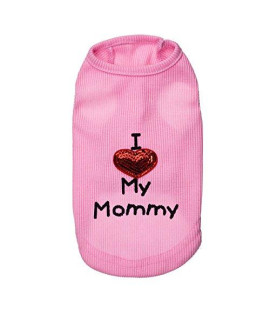 Dog Shirts I Love My MomMommy DadDaddy clothes Doggy Slogan costume cute Heart Vest for Small Dogs Puppy T-Shirt