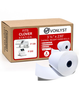 Vonlyst Thermal Receipt Paper Rolls 3 18 x 230 for clover Station (06 rolls)