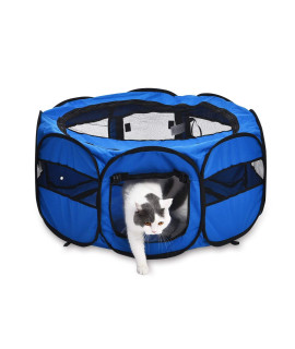 AmazonBasics Portable Soft Pet Playpen, 35", Blue