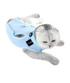 Doton cat Professional Recovery Suit for Abdominal Wounds or Skin Diseases, E-collar Alternative for cats and Dogs, After Surgery Wear, Pajama Suit(S,Blue)