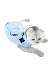 Doton cat Professional Recovery Suit for Abdominal Wounds or Skin Diseases, E-collar Alternative for cats and Dogs, After Surgery Wear, Pajama Suit(S,Blue)