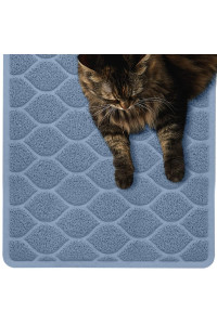 Mighty Monkey Durable Easy clean cat Litter Box Mat, great Scatter control Mats, Keep Floors clean, Soft on Sensitive Kitty Paws, cats Accessories, Large Size, Slip Resistant, 24x17, Light Blue