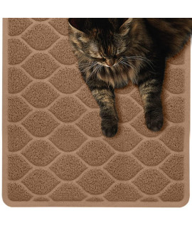 Mighty Monkey Durable Easy clean cat Litter Box Mat, great Scatter control Mats, Keep Floors clean, Soft on Sensitive Kitty Paws, cats Accessories, Large Size, Slip Resistant, 24x17, Latte