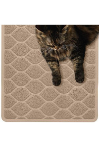 Mighty Monkey Durable Easy clean cat Litter Box Mat, great Scatter control Mats, Keep Floors clean, Soft on Sensitive Kitty Paws, cats Accessories, Large Size, Slip Resistant, 24x17, Taupe