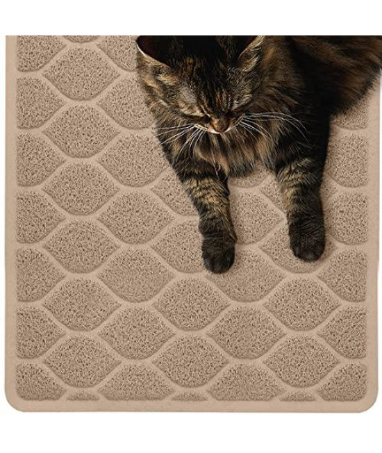Mighty Monkey Durable Easy clean cat Litter Box Mat, great Scatter control Mats, Keep Floors clean, Soft on Sensitive Kitty Paws, cats Accessories, Large Size, Slip Resistant, 24x17, Taupe