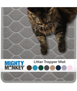 Mighty Monkey Durable Easy clean cat Mat, Litter Box Trapping Mats, great Scatter control, Keep Floors clean, Soft on Sensitive Kitty Paws, cats Accessories, Slip Resistant, 24x17, Slate gray