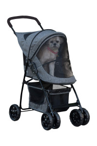 Pet gear Happy Trails Lite Pet Stroller for catsDogs, Zipper Entry, Easy Fold with Removable Liner, Safety Tether, Storage Basket