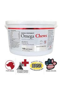 PHS Omega Chews for Medium and Large Dogs - Omega-3 Fatty Acids, Vitamins, Minerals, Antioxidants - Omega-3 Supplement Supports Immune System, Joints, Heart, and Brain - Made in USA - 150 Soft Chews