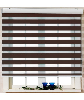 custom cut to Size, Foiresoft Basic, Mocha, W 76 x H 64 inch] Zebra Roller Blinds, Dual Layer Shades, Sheer or Privacy Light control, Day and Night Window Drapes, 10 to 110 inch Wide